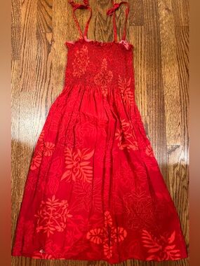 Maripe Pink-Red Textured Floral Dress